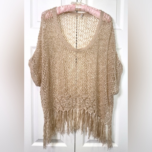 POL Tops - POL Crochet Fringe Boho Top – Size Large